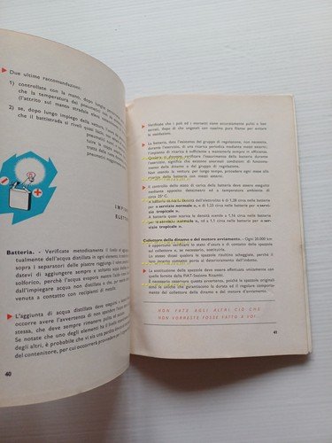 Fiat Consigli agli Utenti 1961 manuale sussidiario originale italiano