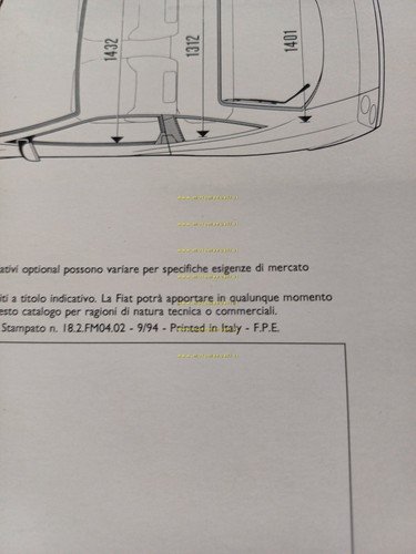 Fiat Coupè cartella colori carrozzeria- interni 1994 depliant italiano originale