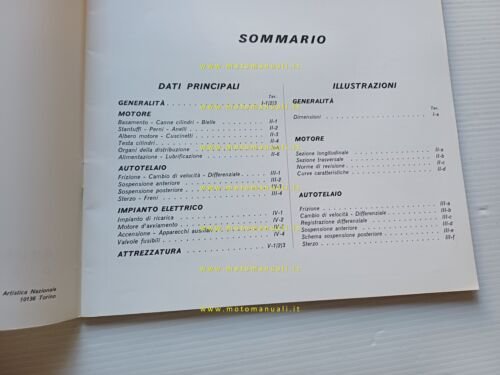 Fiat modelli 500 1972 manuale officina caratteristiche tecniche dati riparazione