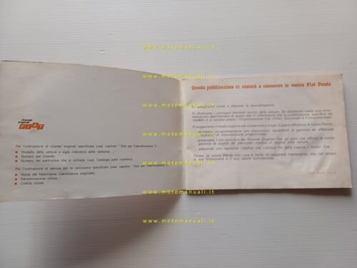 Fiat Panda 30 - 45 manuale uso manutenzione originale italiano