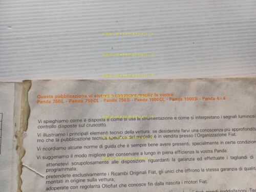 Fiat Panda 750- 1000 - 4x4 1987 manuale uso manutenzione …