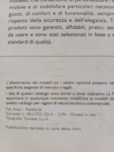 Fiat Punto tutti modelli 1994 depliant italiano originale