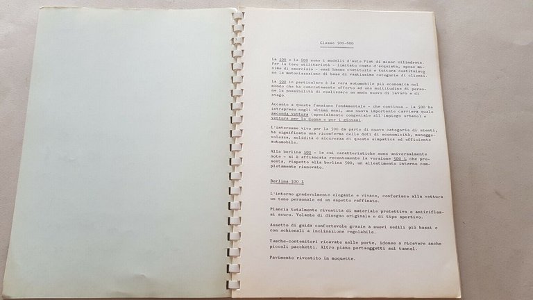 FIAT raccolta schede tecniche modelli auto 1968 opuscolo stampa Salone …