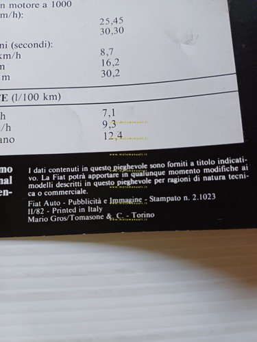 Fiat Ritmo 125 TC Abarth 1982 depliant italiano originale