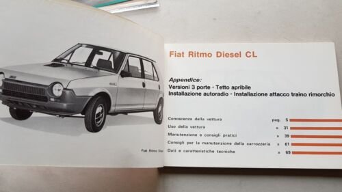 Fiat Ritmo Diesel modelli 1980 Manuale Uso Manutenzione Libretto originale …