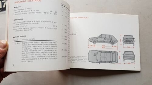 Fiat Ritmo Diesel modelli 1980 Manuale Uso Manutenzione Libretto originale …