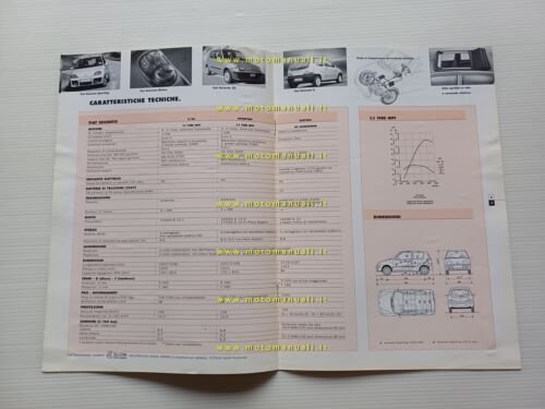 FIAT Seicento modelli 2001-2002 caratteristiche tecniche depliant originale