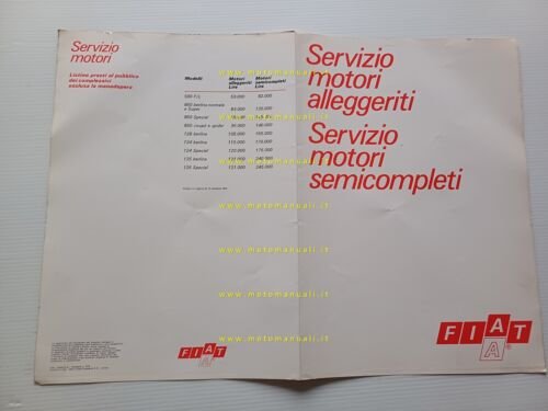 FIAT Servizio Motori Alleggeriti - Semicompleti 1970 depliant originale italiano