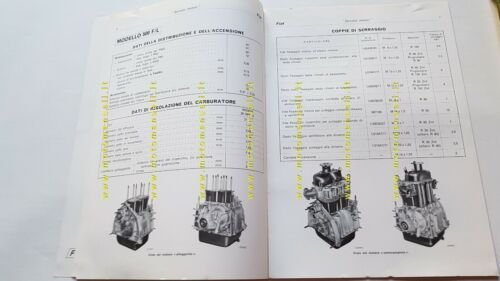 Fiat Servizio Rotazione Motori 1973 manuale officina caratteristiche tecniche