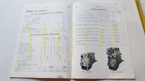Fiat Servizio Rotazione Motori 1973 manuale officina caratteristiche tecniche