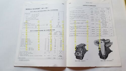 Fiat Servizio Rotazione Motori 1973 manuale officina caratteristiche tecniche