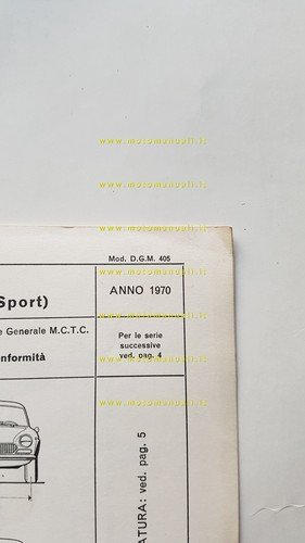 FIAT Spider 124 Sport 1.4 1970 scheda omologazione DGM originale …