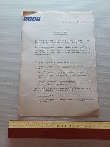 FIAT Sport Spider-Coupè 1.6 comunicato stampa presentazione lancio-Press release