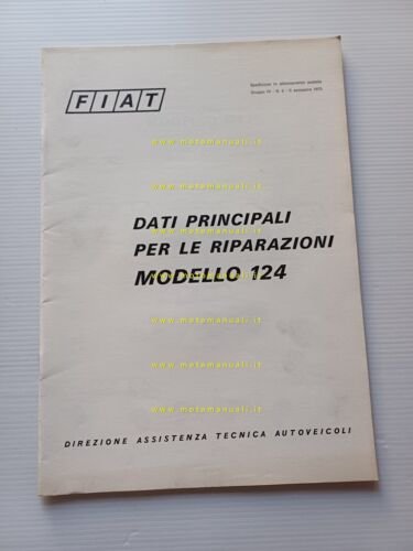 FIAT tutti modelli 124 1970 manuale officina caratt. tecniche dati …