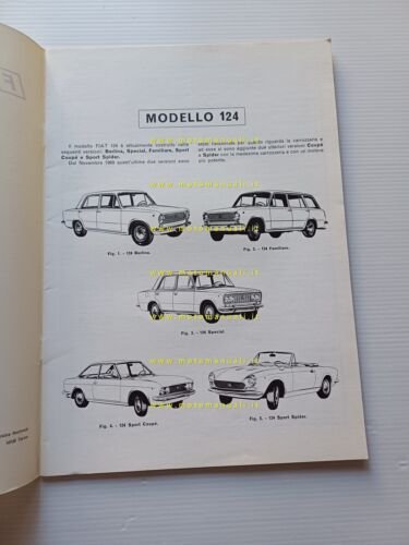 FIAT tutti modelli 124 1970 manuale officina caratt. tecniche dati …
