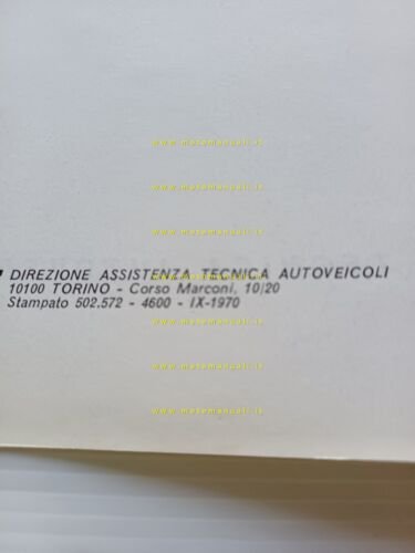 FIAT tutti modelli 124 USA 1970 manuale officina car. tecniche …