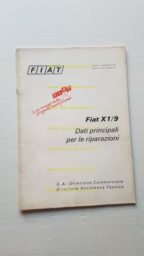 Fiat X1/9 1973 manuale officina dati riparazioni originale