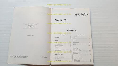 Fiat X1/9 1973 manuale officina dati riparazioni originale