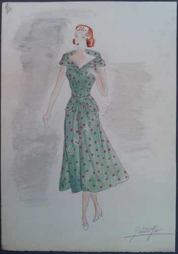 Figurino Moda firmato Gandolfo - Anni '70 - Originale - … | Immagine principale