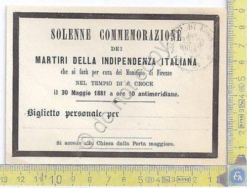 Firenze - Solenne Commemorazione Martiri Indipendenza Italiana - 1881