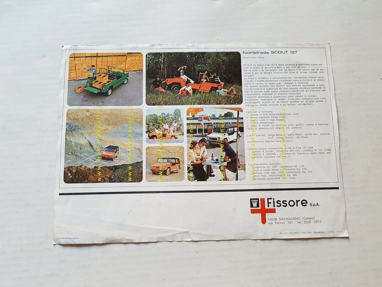 Fissore Scout Fiat 127 1978 depliant originale auto brochure