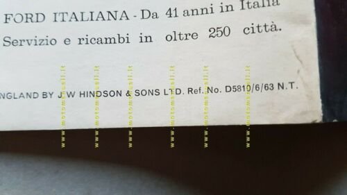 Ford Cortina GT 1963 depliant italiano originale brochure