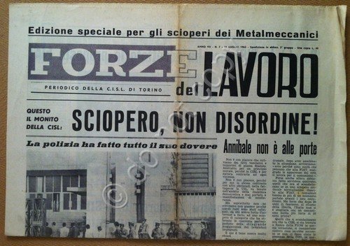 Forze del Lavoro - C.I.S.L. Torino - Sindacati - Scioperi … | Immagine principale