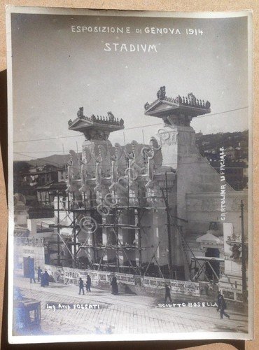 Fotografia - prova cartolina - Genova Esposizione 1914 - Stadium …