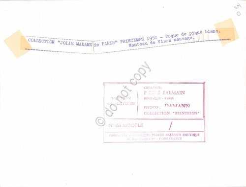 Fotografia Moda P. Balmain Jolie Madame Paris Printemps 1956 originale …