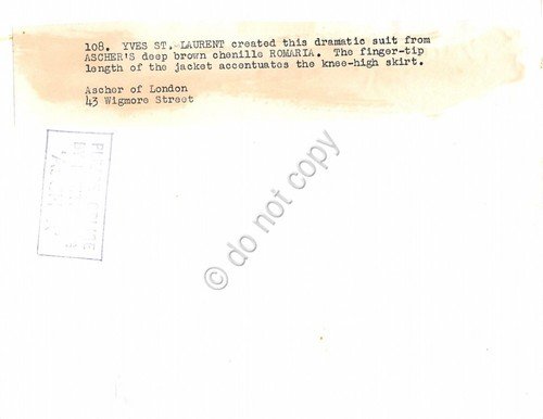Fotografia Moda Tailleur Y.S.Laurent per Ascher anni '60 originale 048B | Immagine Gallery 2