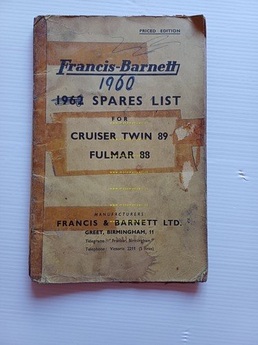 Francis-Barnett Cruiser Twin 89 - Fulmar 88 catalogo ricambi Inglese …