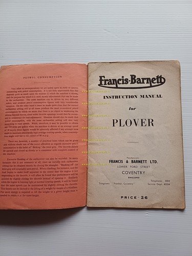 Francis-Barnett Plover 150 1959 manuale uso manutenzione originale inglese