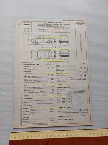 Francis Lombardi Fiat 850 S Lucciola 1969 scheda omologazione DGM …