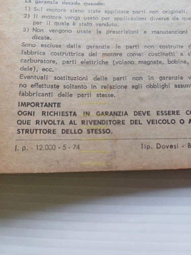 FRANCO MORINI MOTORE 48 4M 1974 manuale uso italiano originale
