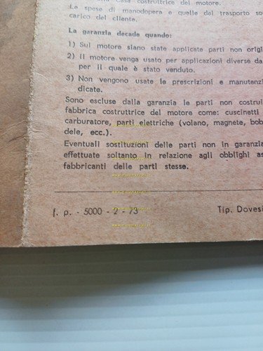 FRANCO MORINI MOTORE 48 S5.K Bimbo 1973 manuale uso italiano …