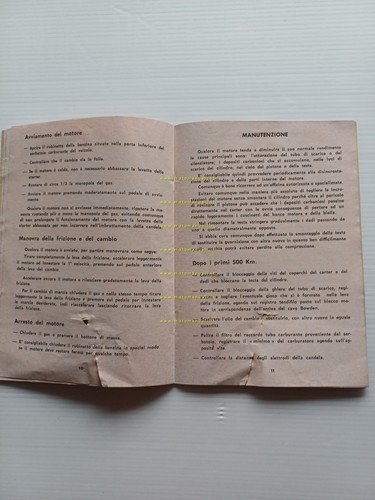 FRANCO MORINI MOTORE 50 6V 1977 manuale uso italiano originale
