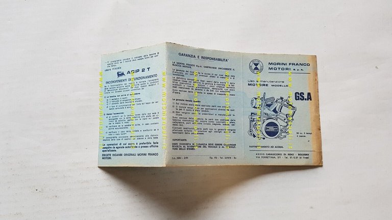 Franco Morini motore 50 GS.A manuale uso manutenzione originale OWNER'S …