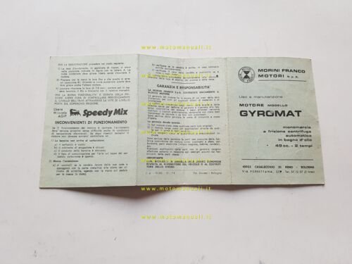Franco Morini motore 50 Gyromat 1974 manuale uso manutenzione libretto …