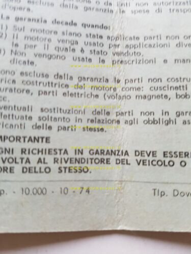 Franco Morini motore 50 Gyromat 1974 manuale uso manutenzione libretto …