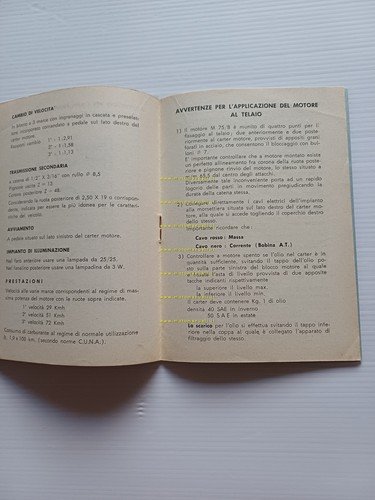 Franco Morini motore M 75-B 4T manuale uso manutenzione libretto …