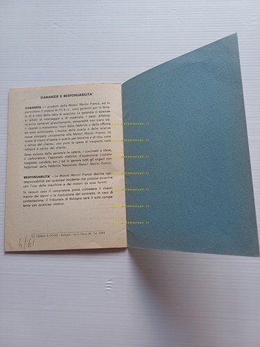 Franco Morini motore M 75-B 4T manuale uso manutenzione libretto …