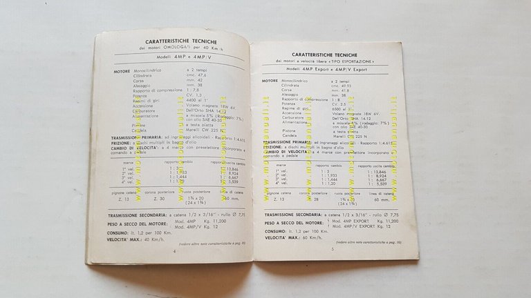 Franco Morini motori 48 4MP-MP/V-MP/S-MP-SV manuale uso manutenzione originale