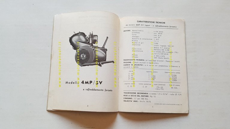 Franco Morini motori 48 4MP-MP/V-MP/S-MP-SV manuale uso manutenzione originale