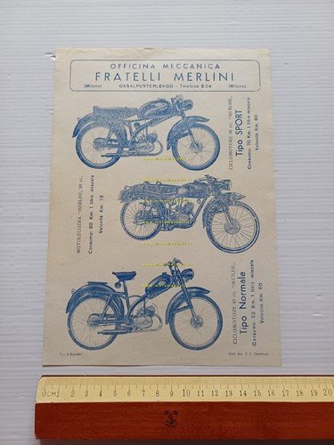 Fratelli Merlini 49 Sport -49 Normale - 98 1958 depliant …