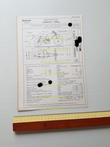Gabbiano 125 CR3 Special regol. 1977 scheda omologazione DGM Facsimile …