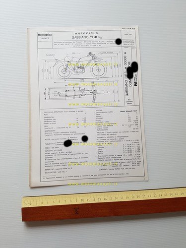 Gabbiano 125 CR3 Special regol. 1977 scheda omologazione DGM Facsimile …