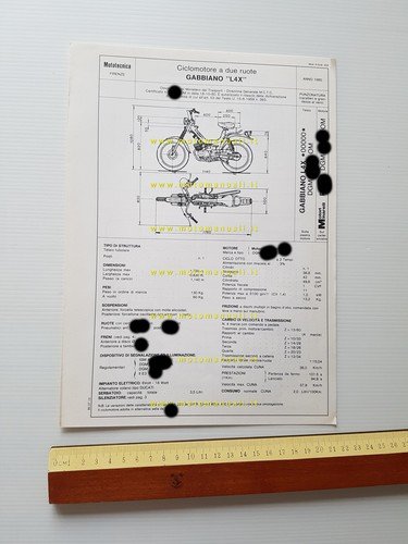 GABBIANO 50 Line 4 Special 1980 scheda omologazione DGM Facsimile …