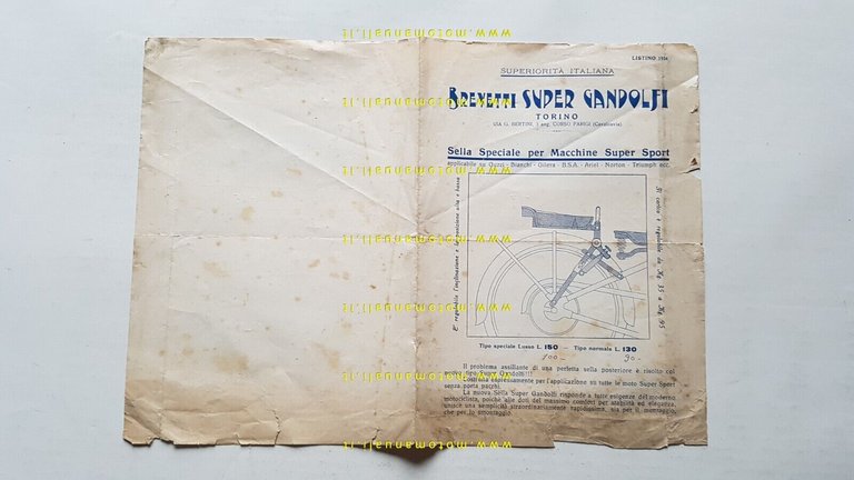 GANDOLFI Selle moto catalogo 1934 depliant originale