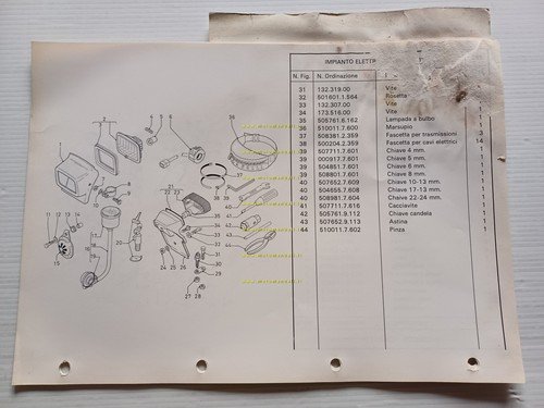 Garelli 320 Trial 6V 1985 catalogo ricambi TELAIO originale