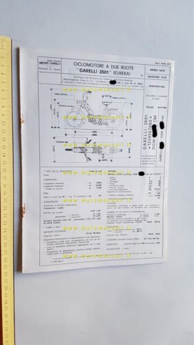 Garelli 50 Eureka 1975 scheda omologazione DGM Facsimile originale